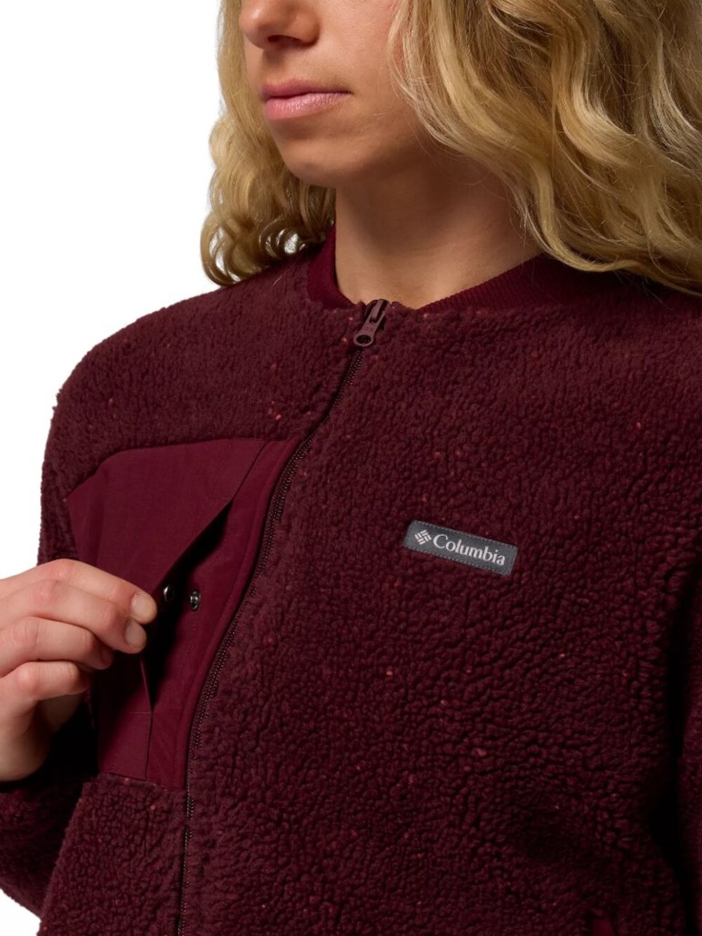 Columbia Women's Stellar Path Fleece Bomber Full Zip - Color: Rich Wine - Picture 7 of 7